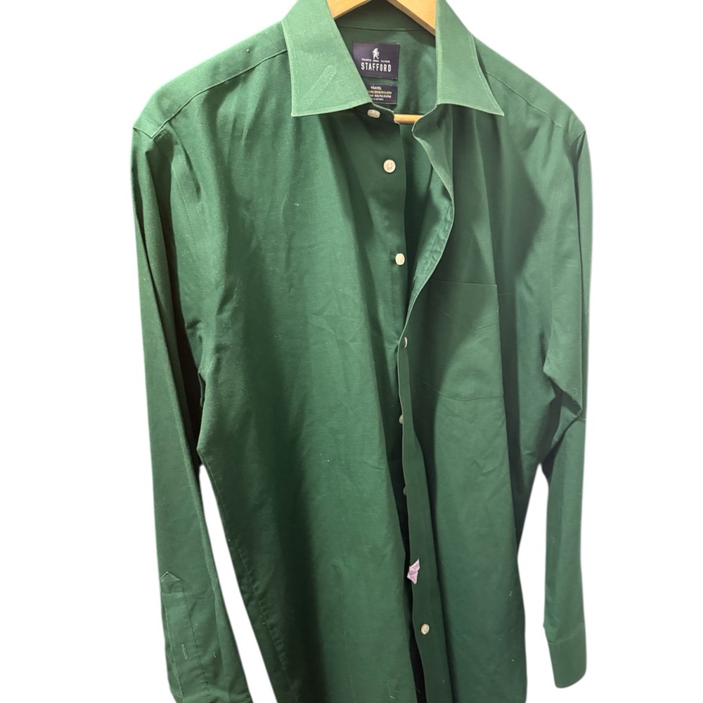Stafford Men's Green Button Down Shirt